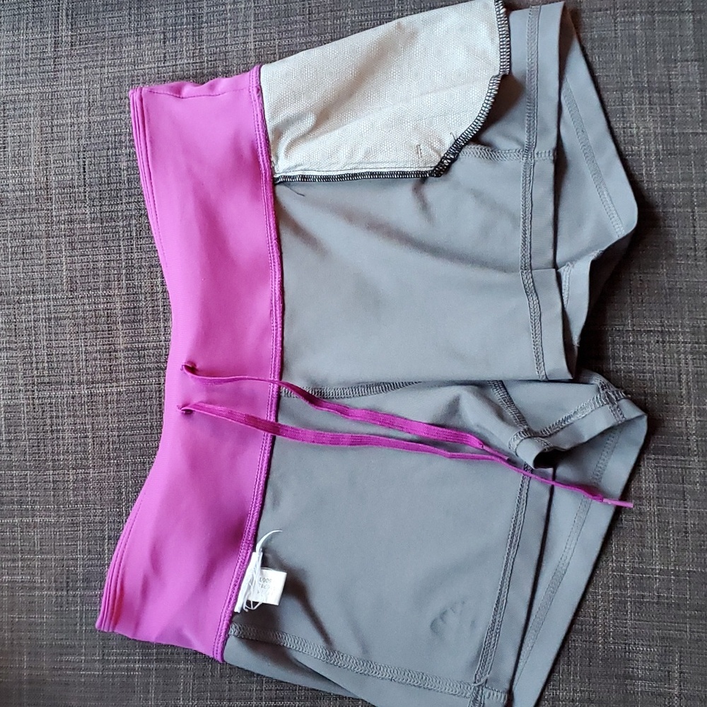 adidas Gray Athletic Shorts with Pink Waistband - Picture 10 of 13